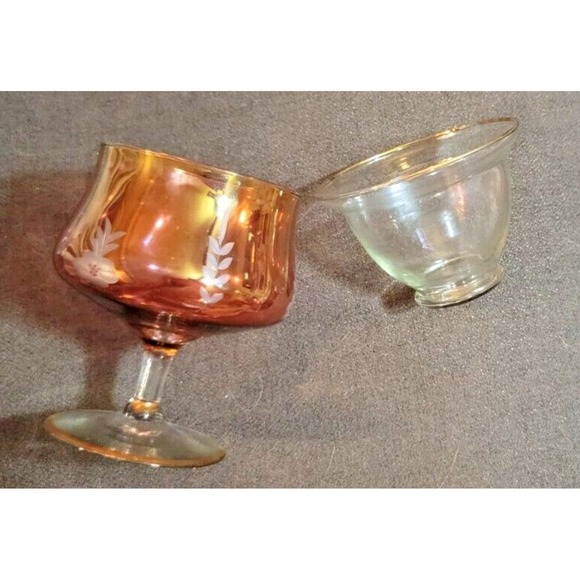 Shrimp Cocktail Chillers Set of 6 Rose Crystal Glasses w 22K Gold Trim & Etched - Picture 5 of 15